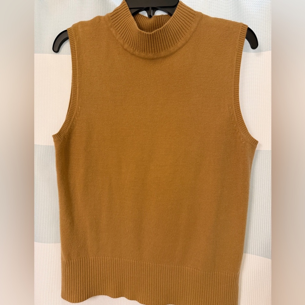 Kathie Lee Collection Ribbed Mock Neck Sweater Tank - Camel